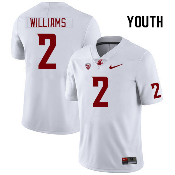Youth #2 Kyle Williams Washington State Cougars College Football Jerseys Stitched Sale-White - Click Image to Close